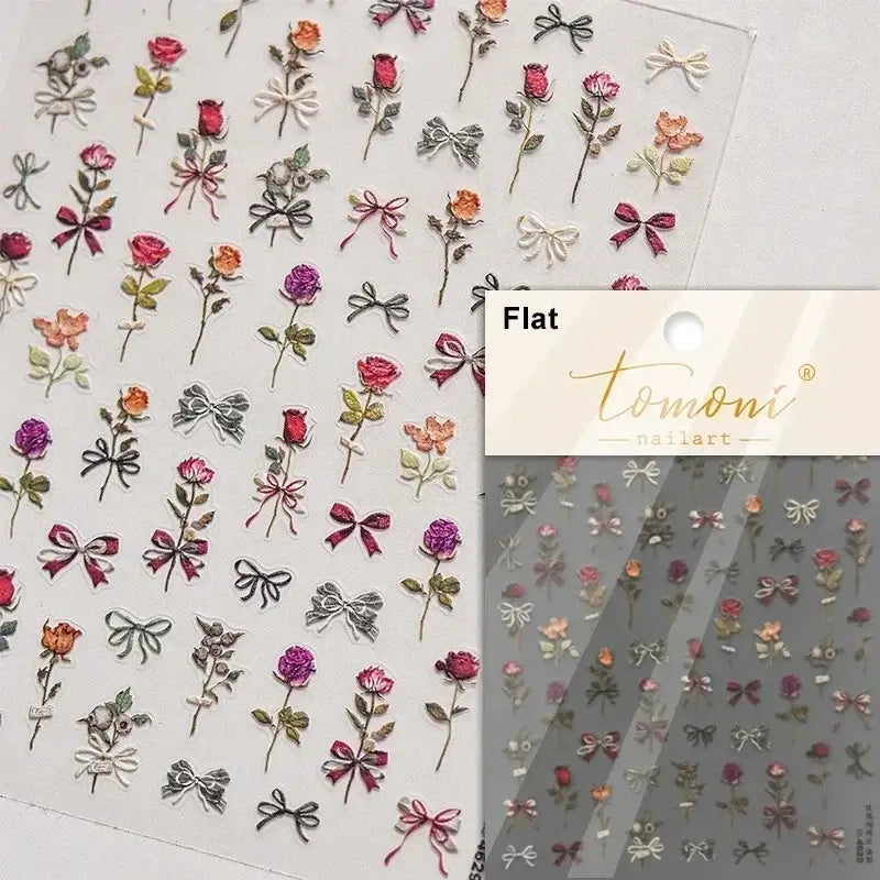 5D Flower Nail Art Stickers for DIY Manicure