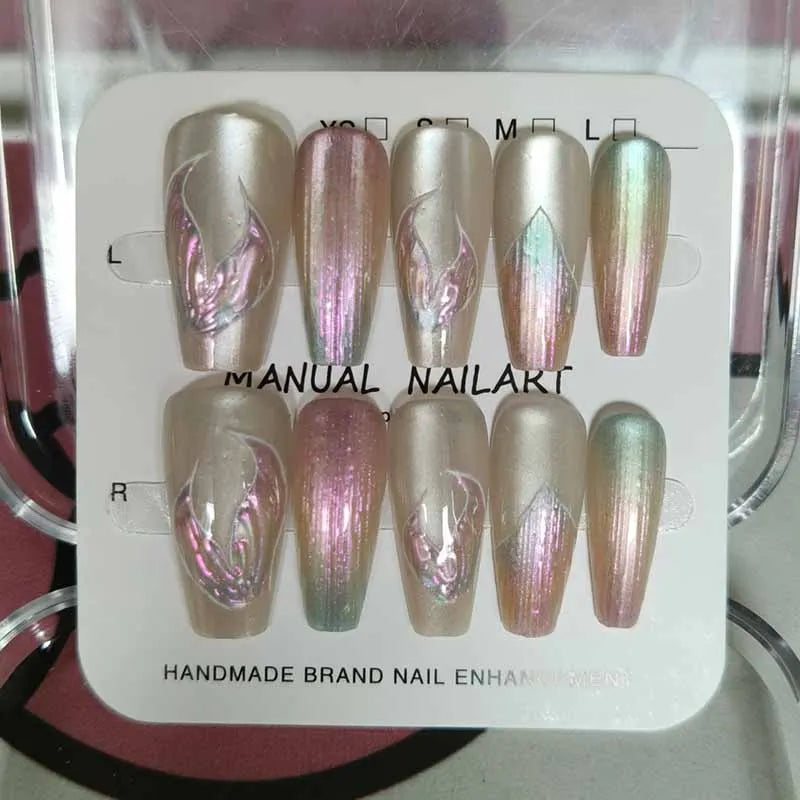 Jellyfish Mermaid Long Square Press On Nails