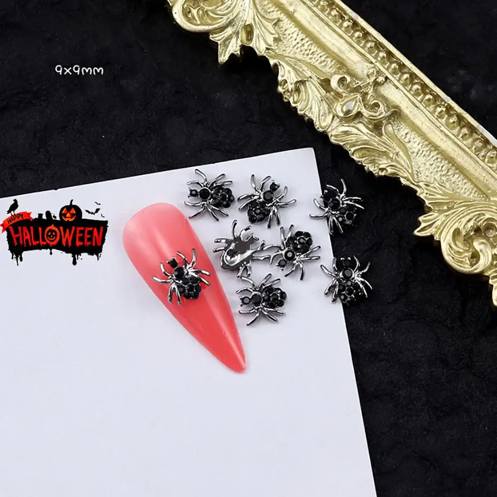 Halloween Punk Nail Charms – Skull, Spider, Cross, Gun