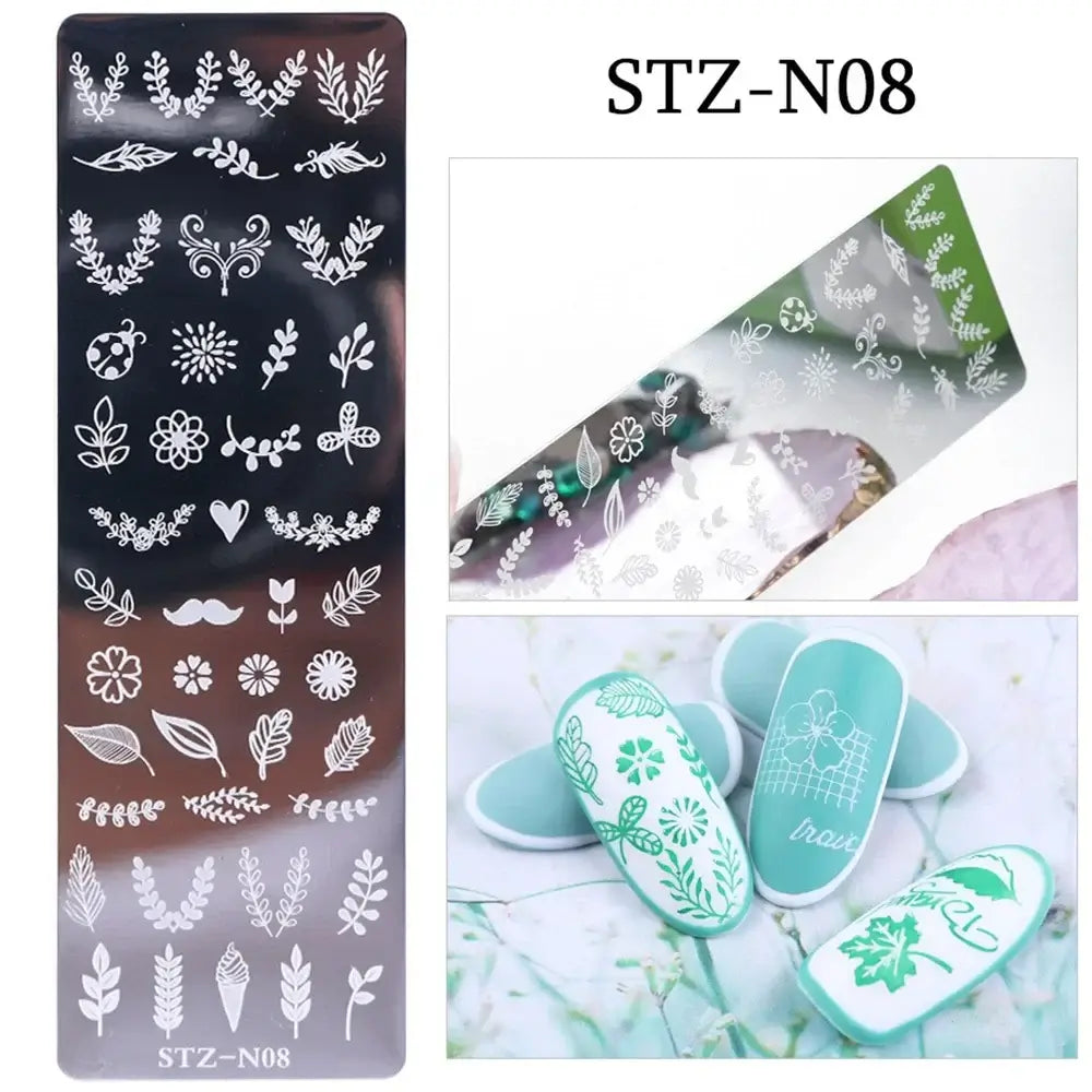 Assorted Nail Stamping Plates - Butterfly, Flower, Geometry