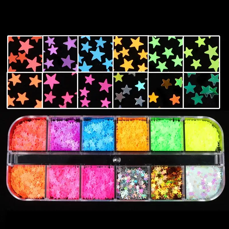 Neon 3D Nail Art Glitter Confetti – Butterfly & Stars