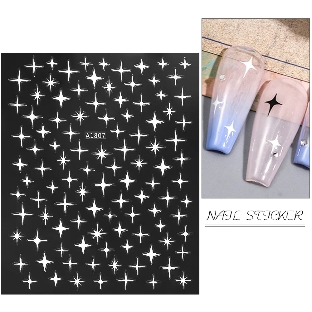 1pcs Star-Themed 3D Glitter Nail Stickers – Anime Rectangle DIY Nail Art Decals