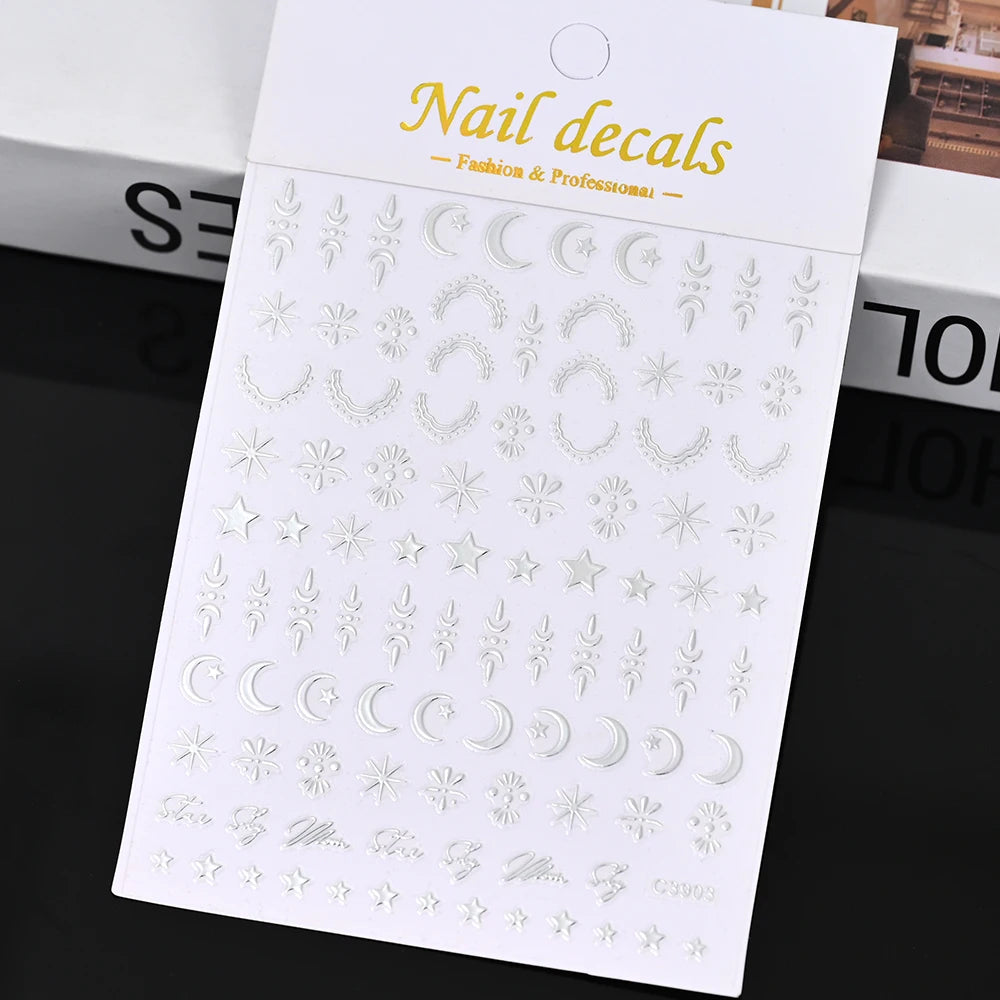 1pcs Star-Themed 3D Glitter Nail Stickers – Anime Rectangle DIY Nail Art Decals