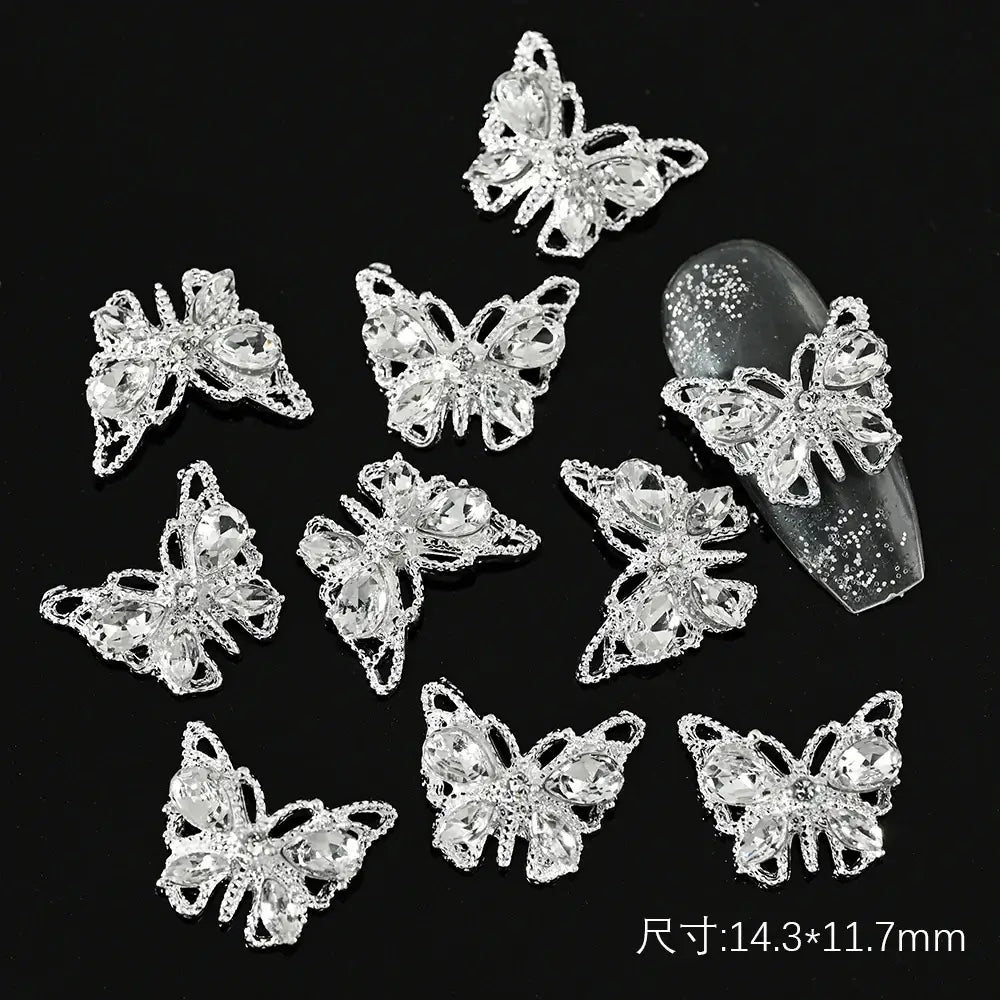 10Pcs Alloy Enamel Bee Design 3D Nail Charms