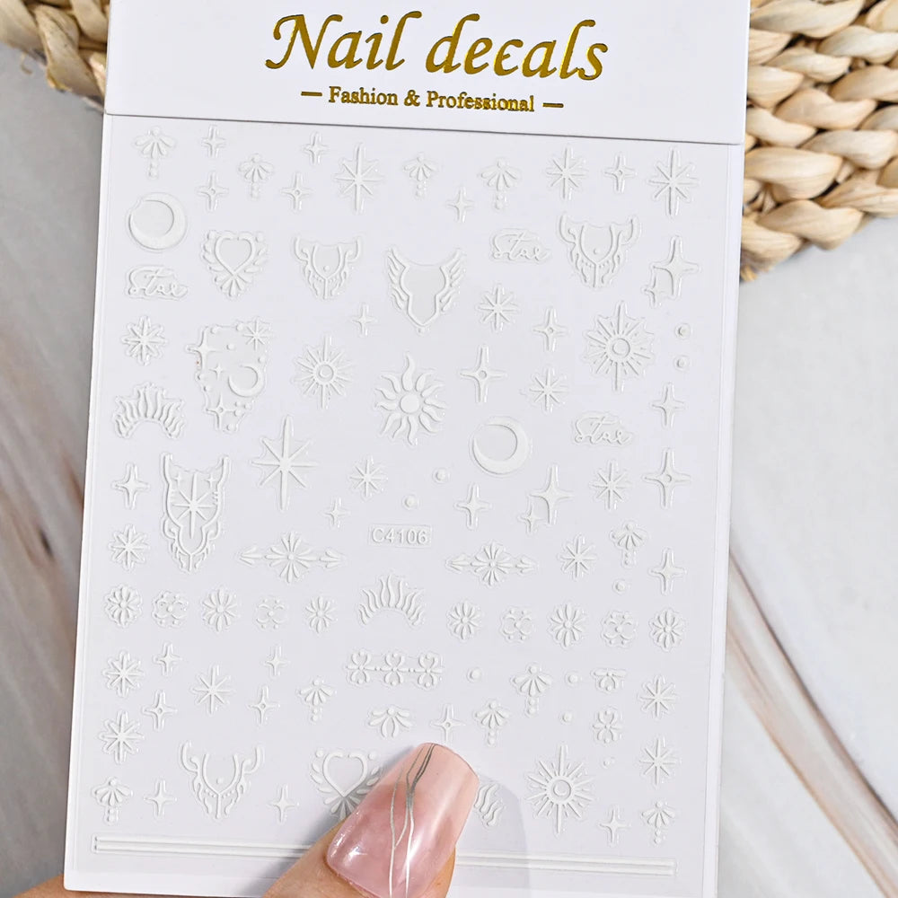1pcs Star-Themed 3D Glitter Nail Stickers – Anime Rectangle DIY Nail Art Decals