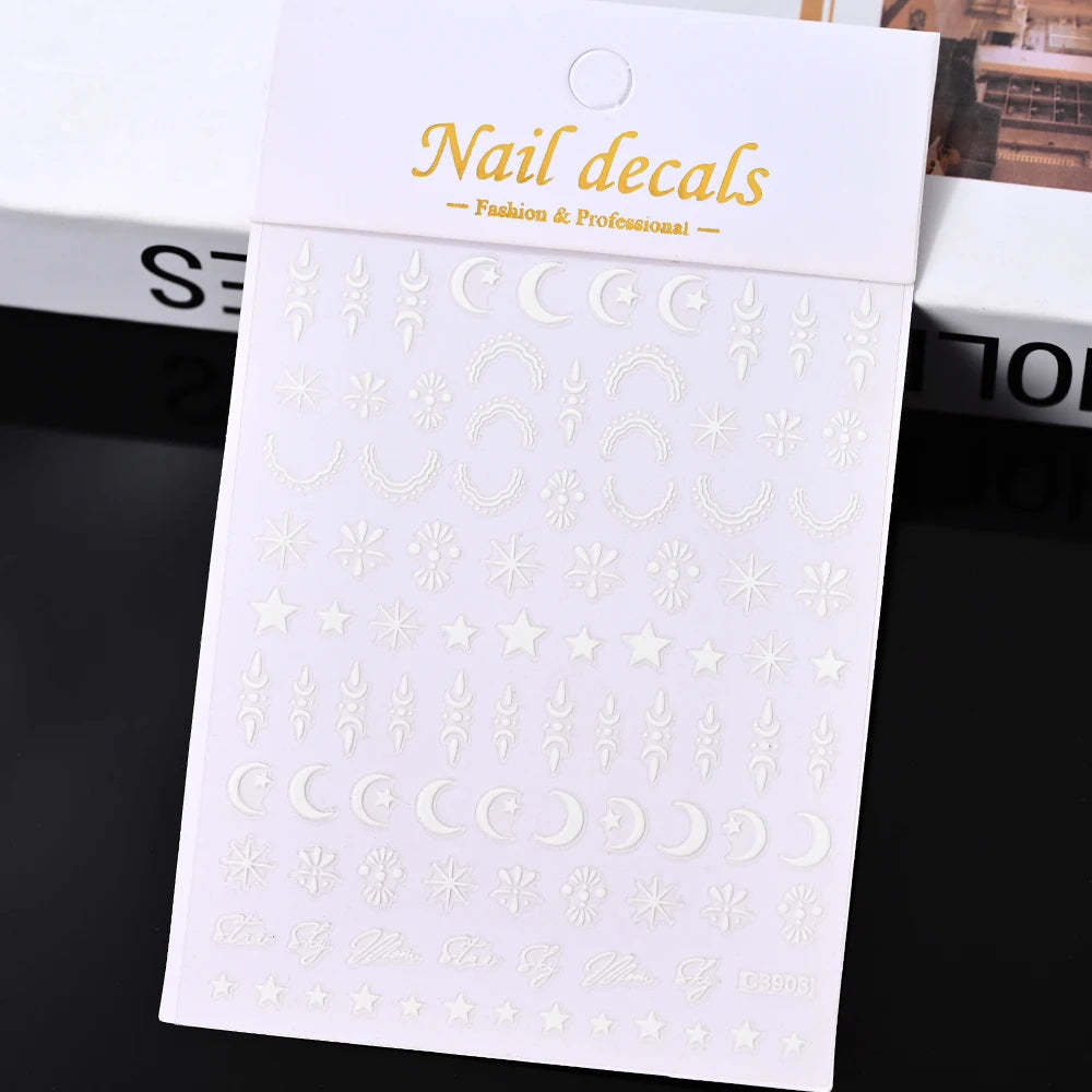 1pcs Star-Themed 3D Glitter Nail Stickers – Anime Rectangle DIY Nail Art Decals