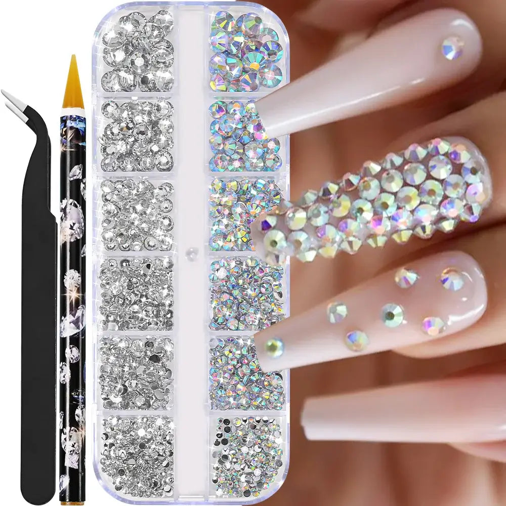 Crystal Nail Rhinestones 12 Grid - Mixed Shapes & Sizes