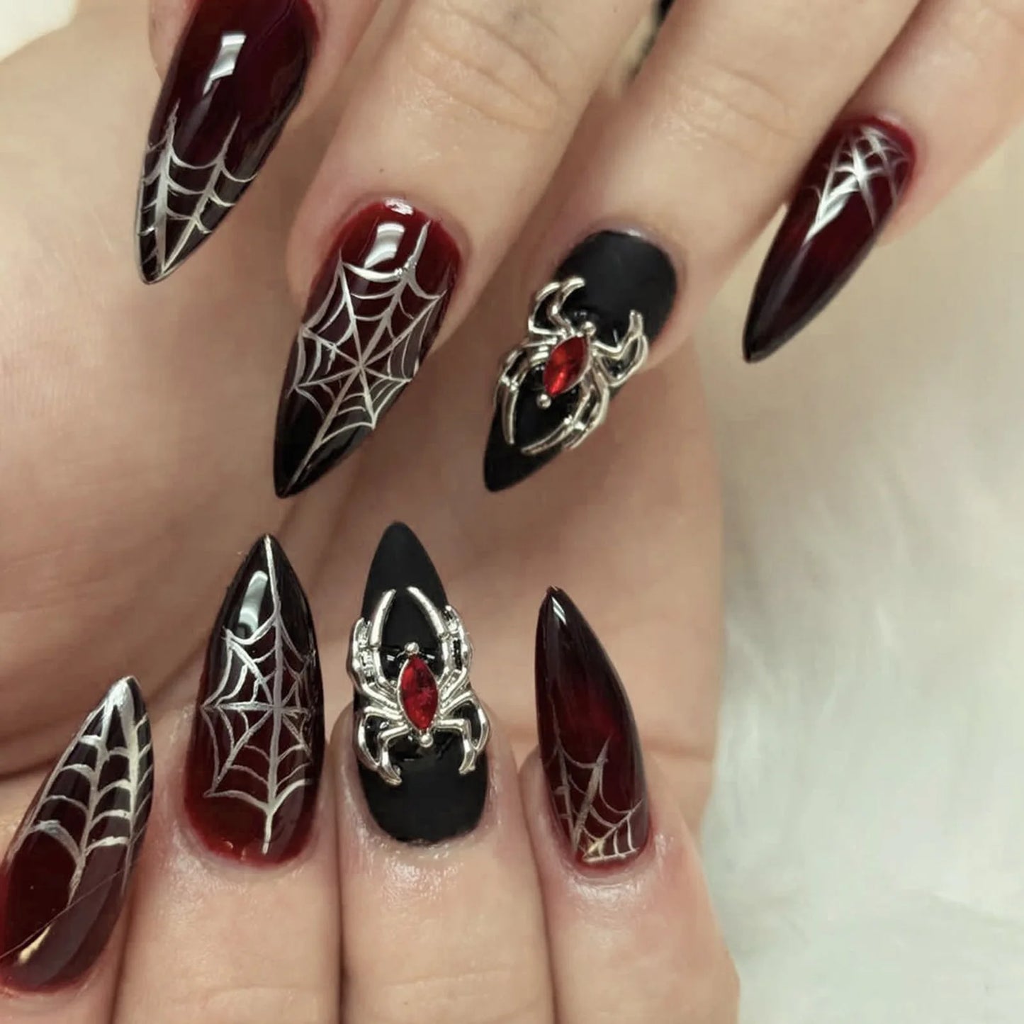 Black and Red Halloween Press On Nails – Witchy Style