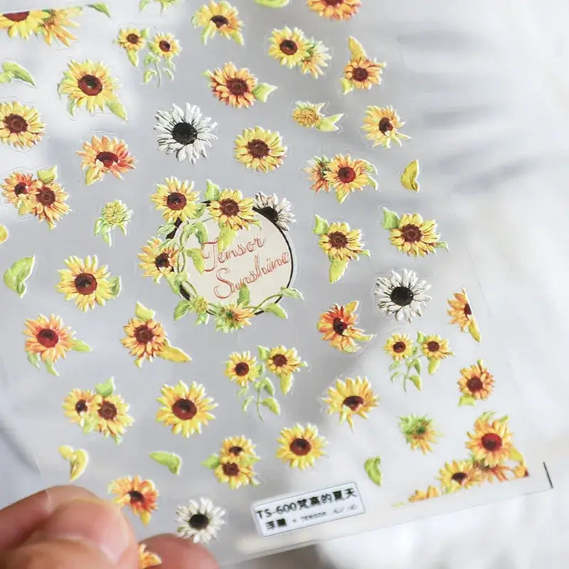 5D Kawaii Bee Nail Stickers – Yellow Embroidered Effect