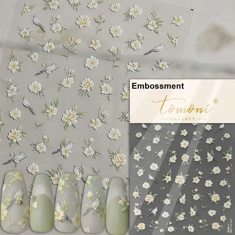 5D Flower Nail Art Stickers for DIY Manicure