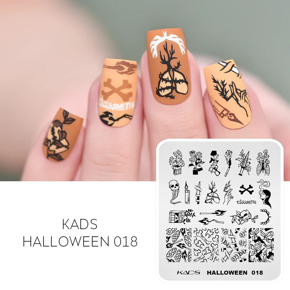 Halloween Nail Stamping Plate – Skull, Bat & Pumpkin Nail Art Designs