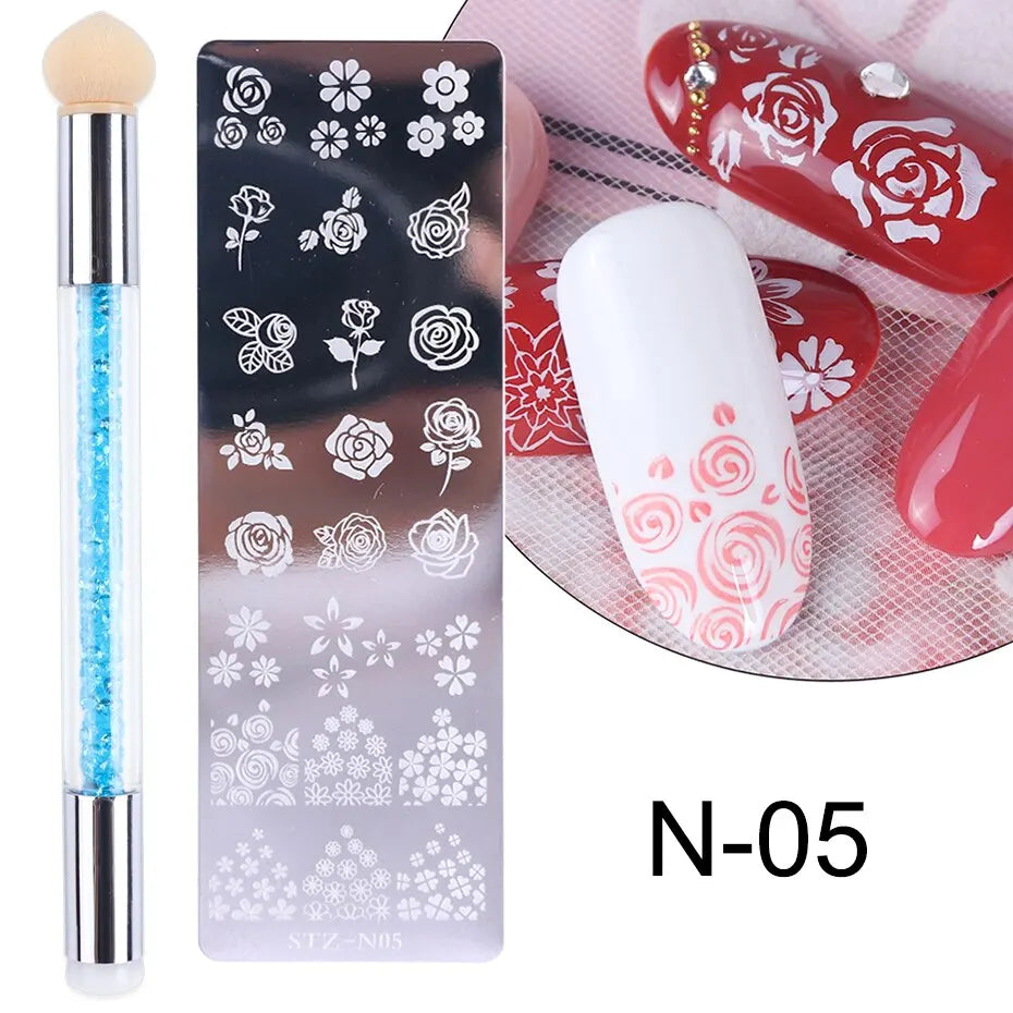 Nail Stamping Plates Set – Silicone Stamper & Brush Kit