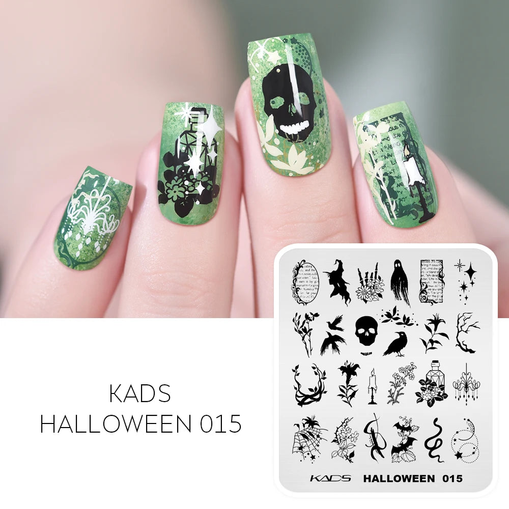 Halloween Nail Stamping Plate – Skull, Bat & Pumpkin Nail Art Designs