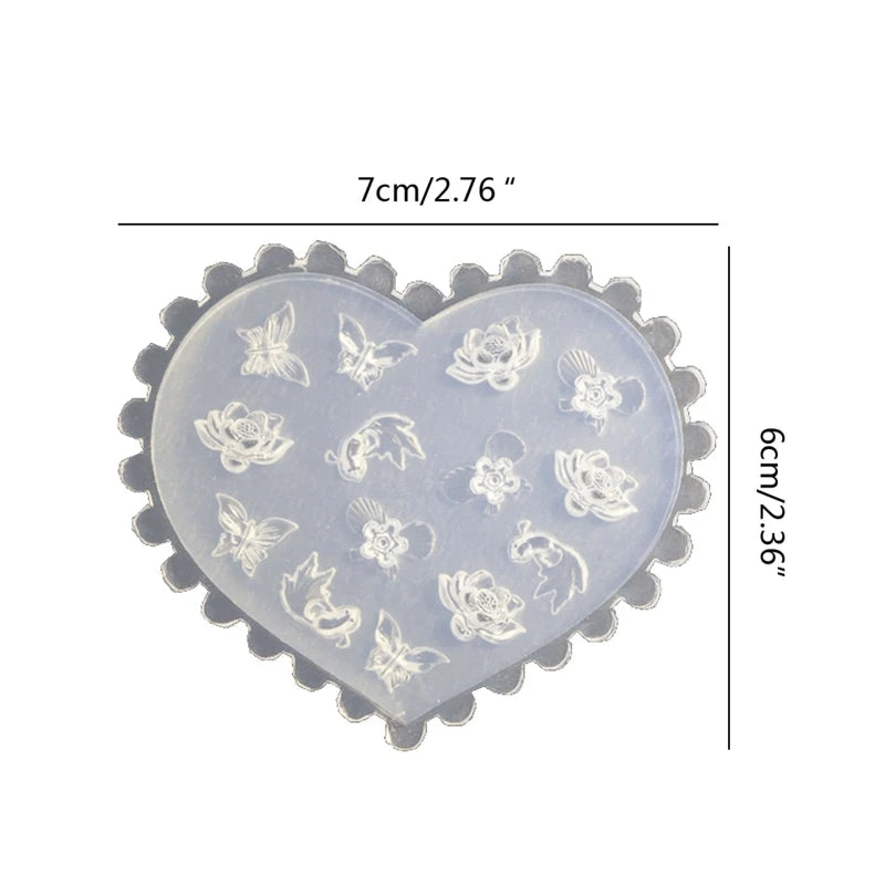 3D Silicone Nail Art Mold - Hearts, Bows, Flowers