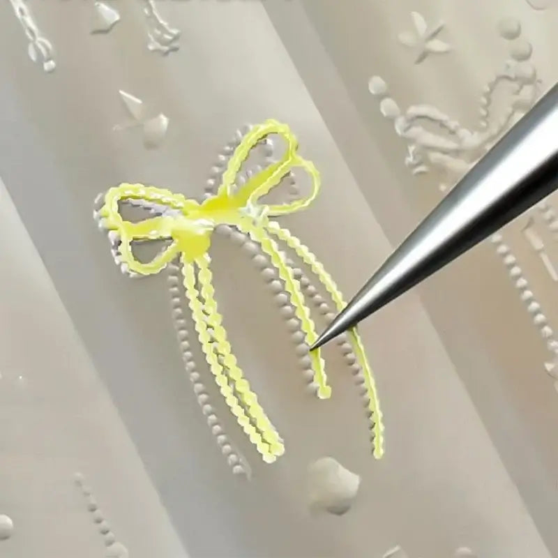 Bowknot Bead Chain Ribbon Silicone Nail Charm Design Template