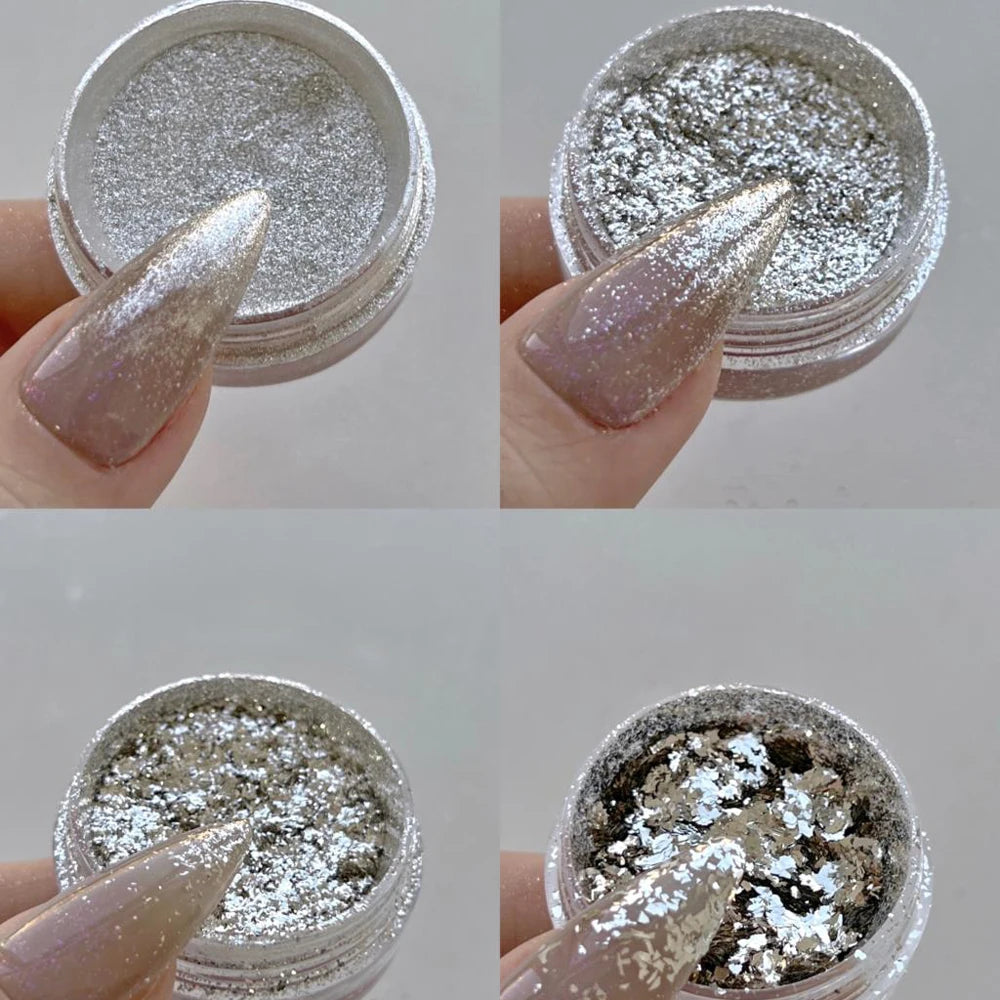Silver Chrome Nail Powder – 1g Mirror Effect Pigment for Metallic Nails