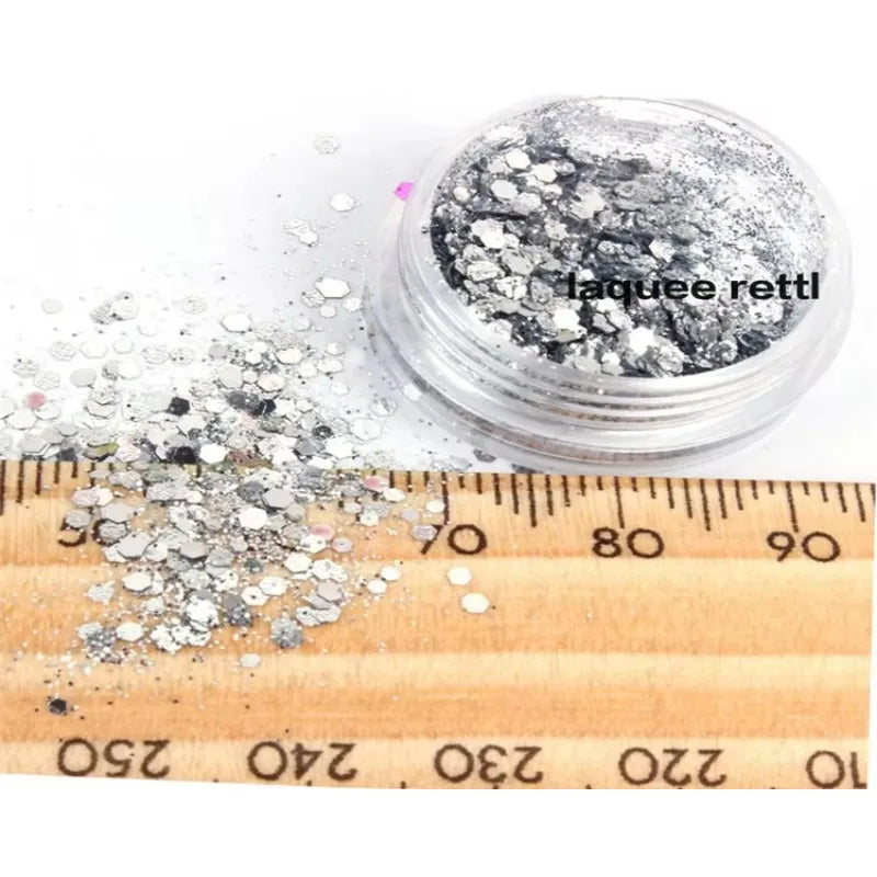 18-Color Metal Nail Art Sequin Set – Big Hexagon Glitter for DIY Manicure