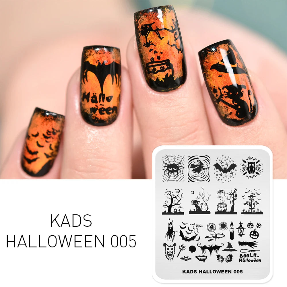 Halloween Nail Stamping Plate – Skull, Bat & Pumpkin Nail Art Designs
