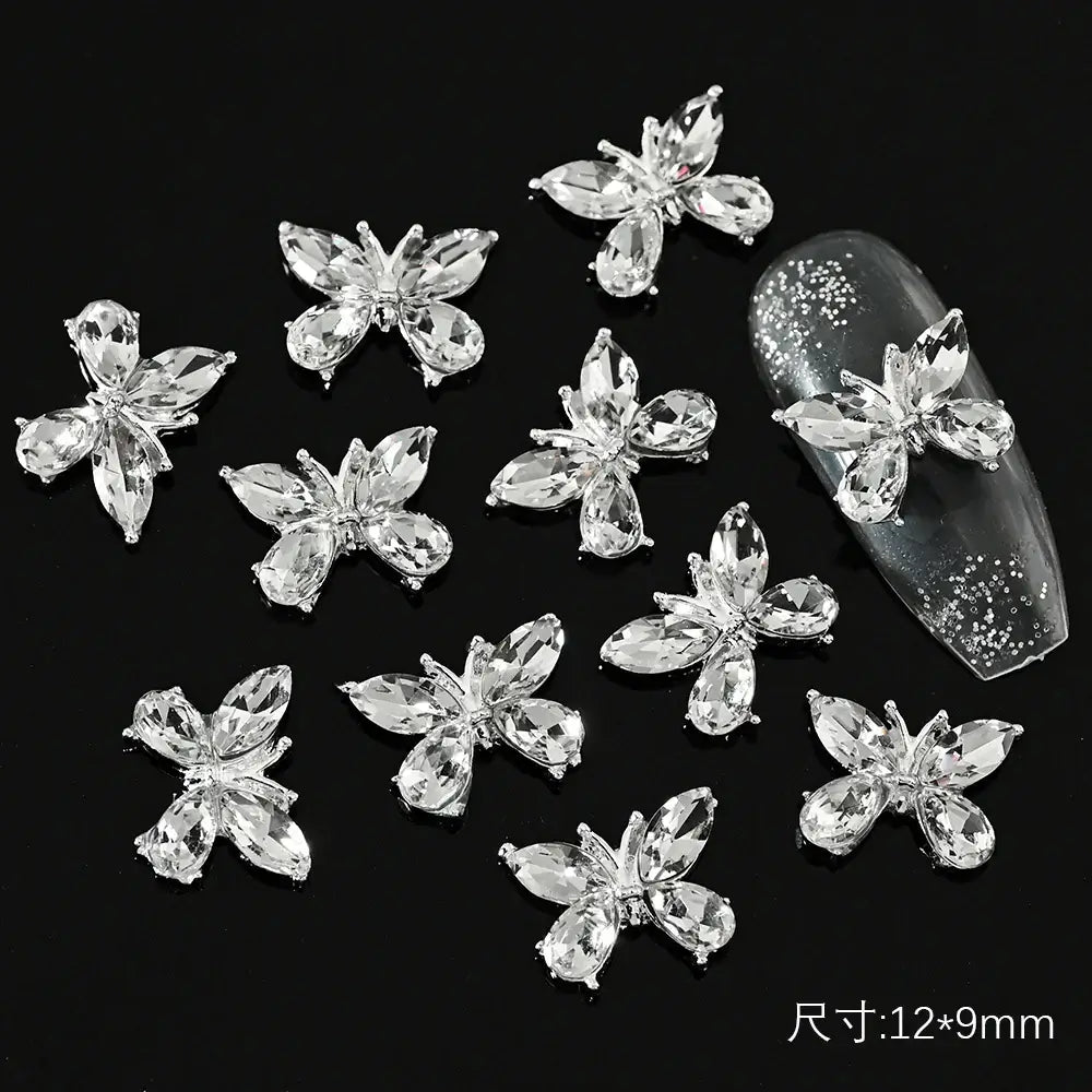 10Pcs Alloy Enamel Bee Design 3D Nail Charms