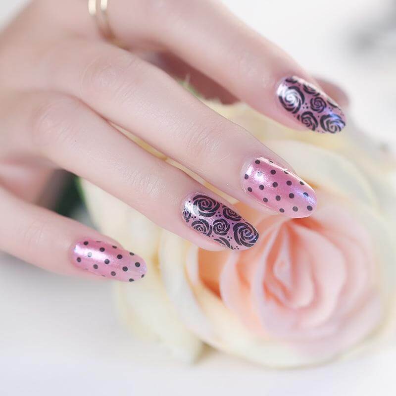 Pink Rose Dots - Gel Nail Wraps