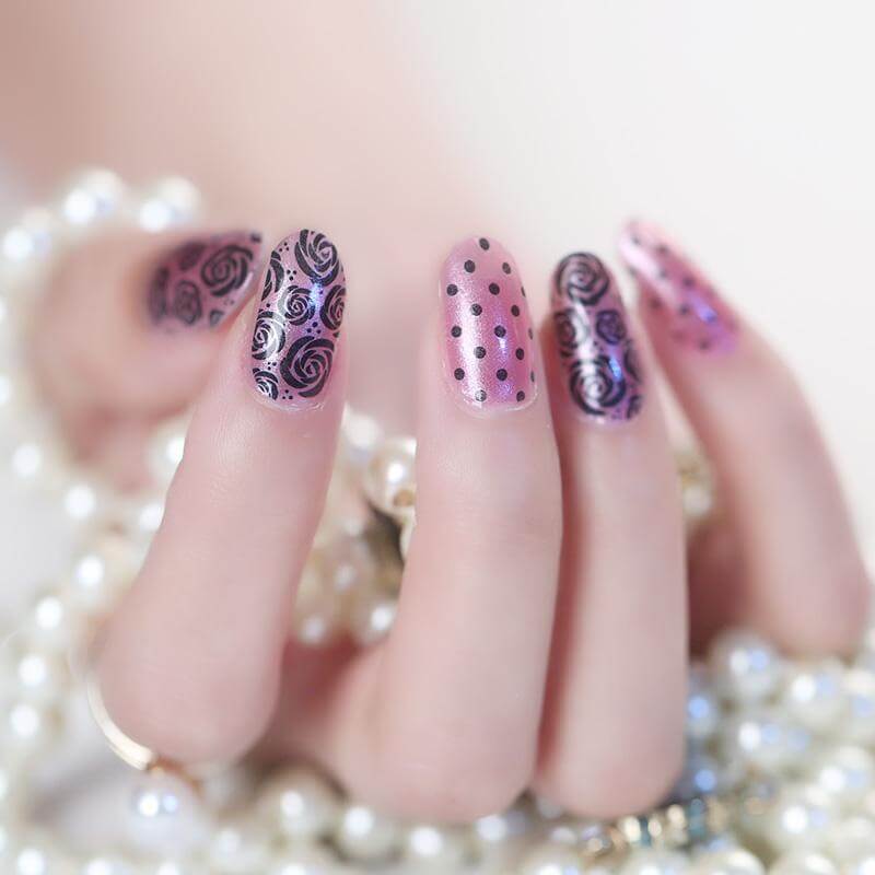 Pink Rose Dots - Gel Nail Wraps