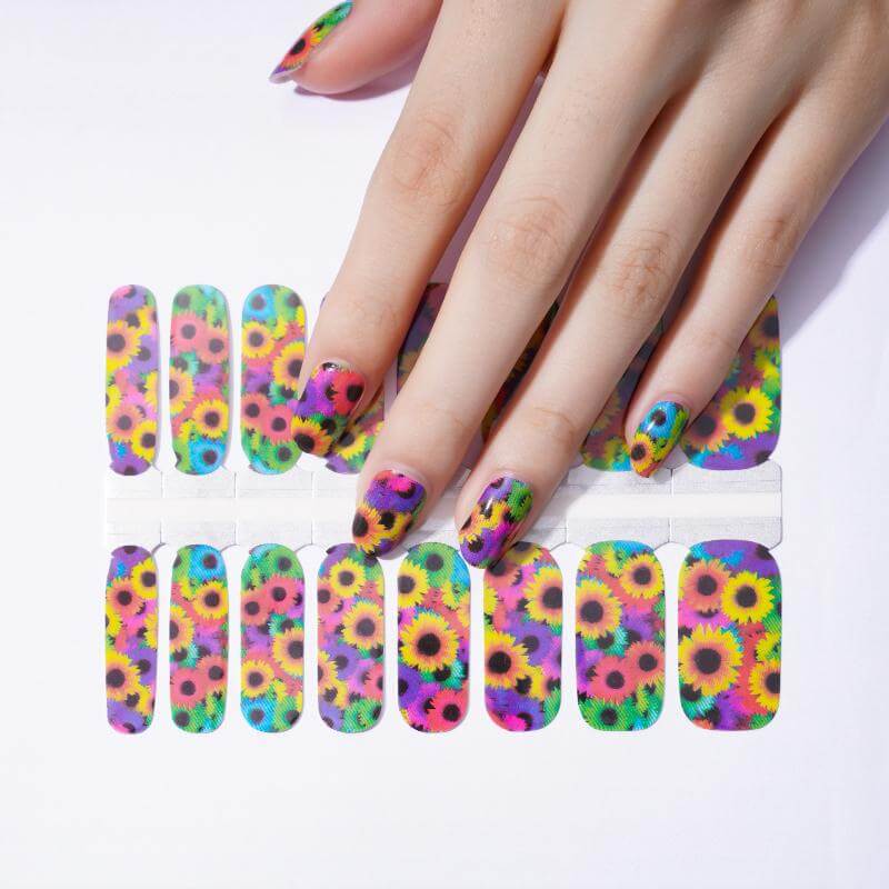Gel Nail Wraps - Bright Summer Sunflower Colors