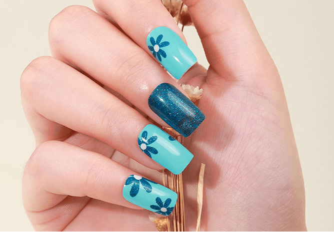 Blue Floral - Gel Nail Wraps