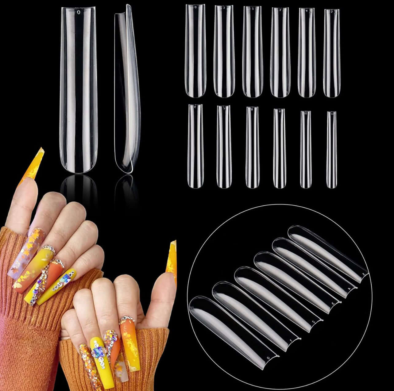Full Cover XXL Square Clear / Nail Tips Bag 0 to 11