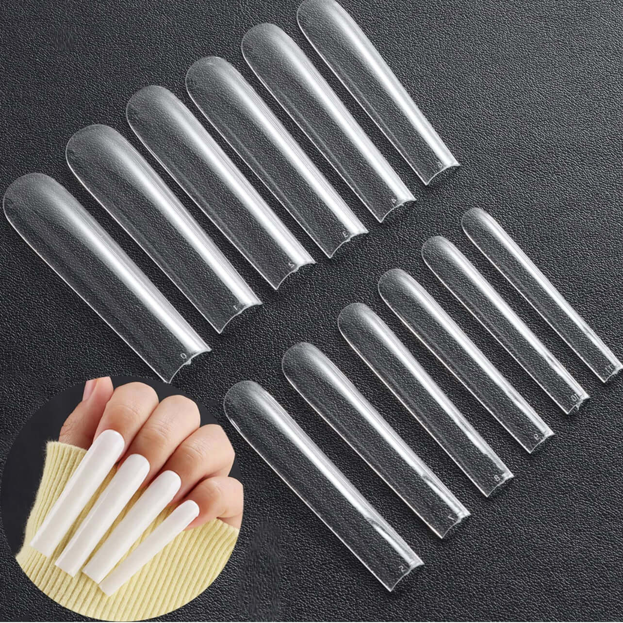 Full Cover XXL Square Clear / Nail Tips Bag 0 to 11