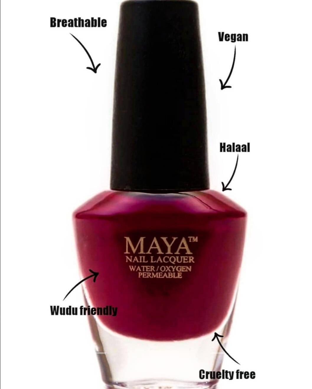 Crimson Glow - Burgundy Halal Nail Polish - Maya