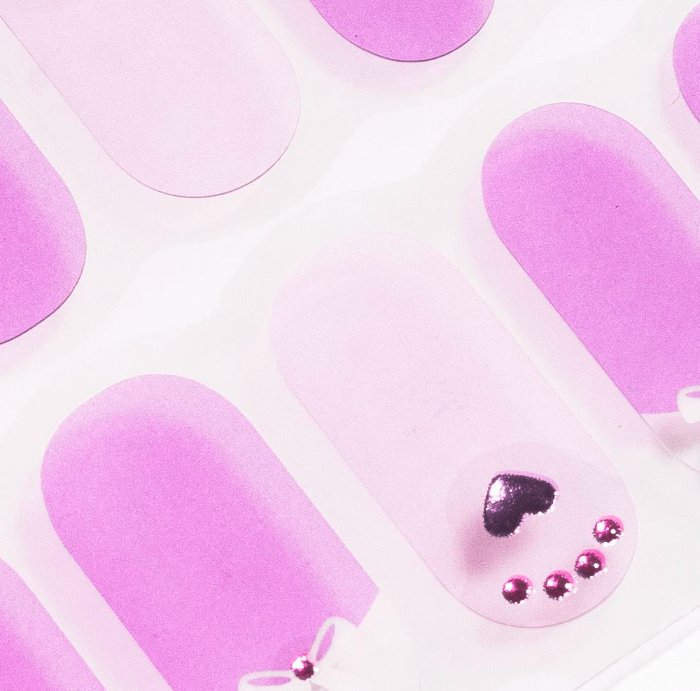 Lavender Heart Gel Nails - Gel Nail Wraps