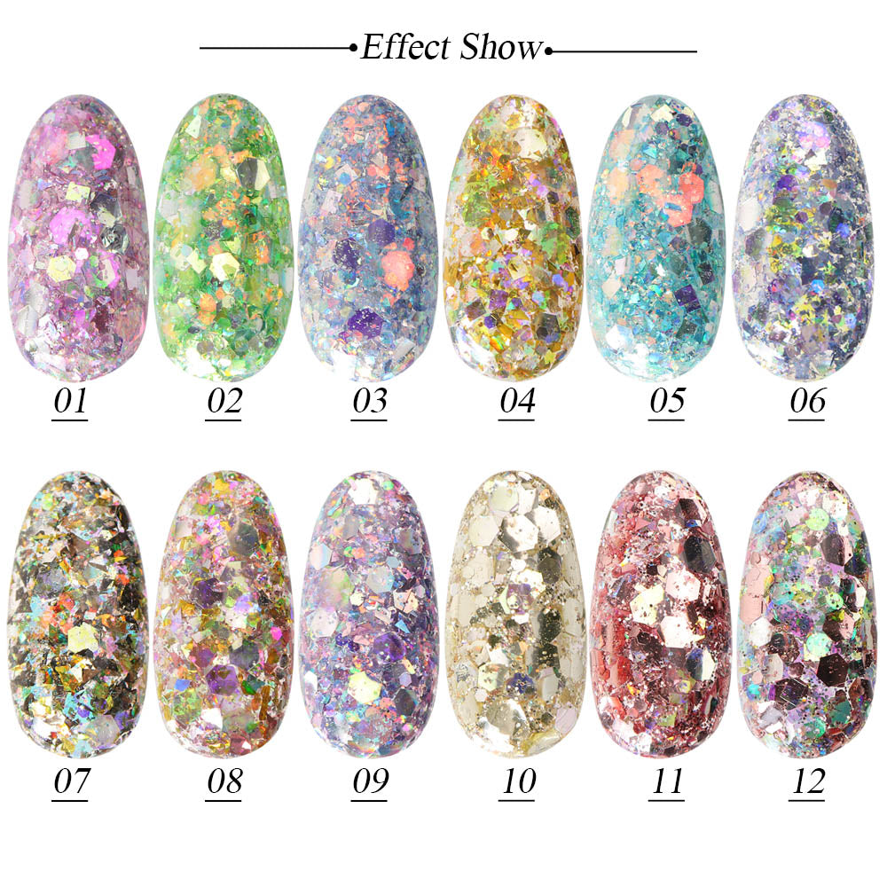 1 Box Mermaid Nail Glitter Flakes – 3D Sparkly Nail Art Decoration