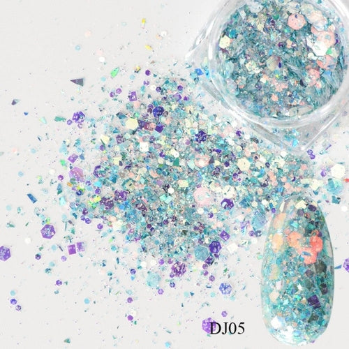 1 Box Mermaid Nail Glitter Flakes – 3D Sparkly Nail Art Decoration