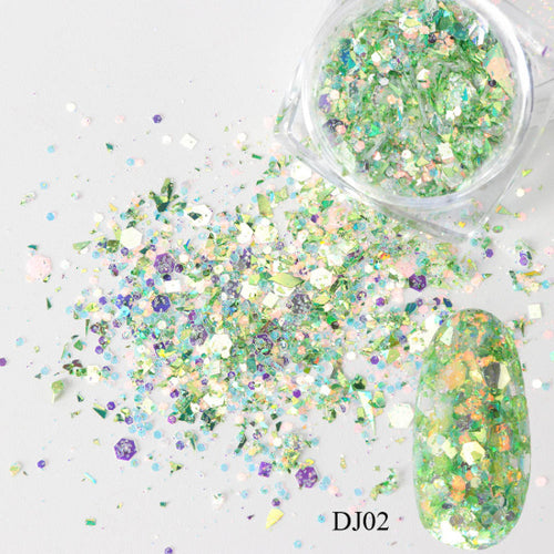 1 Box Mermaid Nail Glitter Flakes – 3D Sparkly Nail Art Decoration