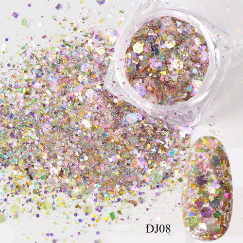 1 Box Mermaid Nail Glitter Flakes – 3D Sparkly Nail Art Decoration