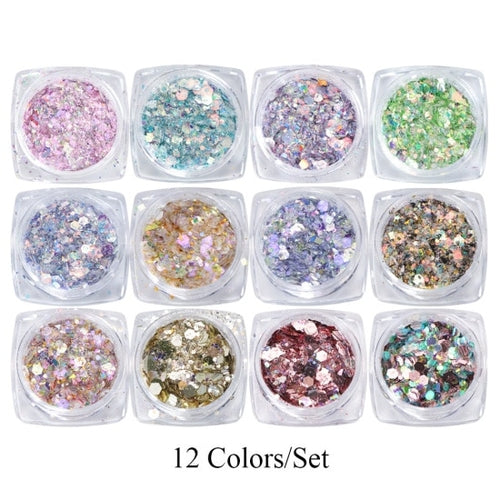 1 Box Mermaid Nail Glitter Flakes – 3D Sparkly Nail Art Decoration
