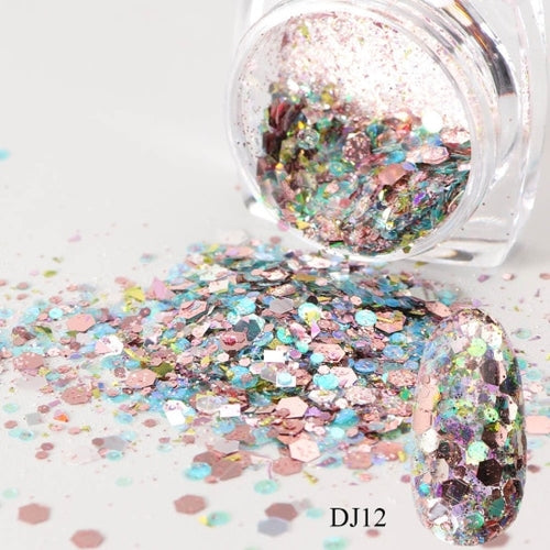 1 Box Mermaid Nail Glitter Flakes – 3D Sparkly Nail Art Decoration