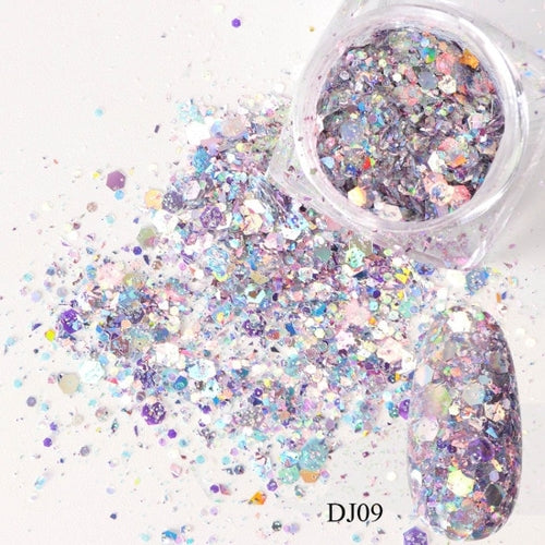 1 Box Mermaid Nail Glitter Flakes – 3D Sparkly Nail Art Decoration