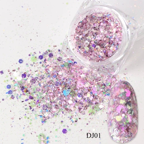 1 Box Mermaid Nail Glitter Flakes – 3D Sparkly Nail Art Decoration