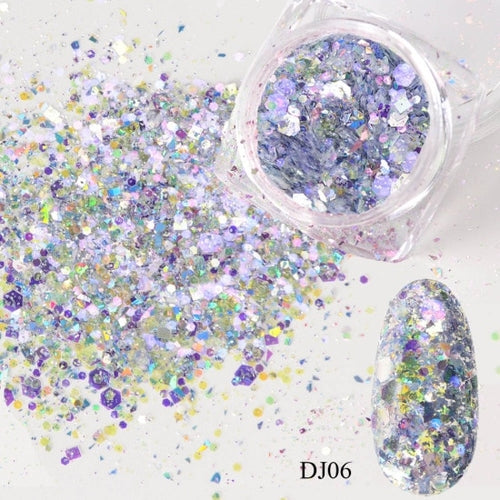 1 Box Mermaid Nail Glitter Flakes – 3D Sparkly Nail Art Decoration