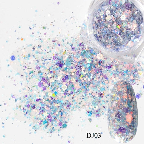 1 Box Mermaid Nail Glitter Flakes – 3D Sparkly Nail Art Decoration