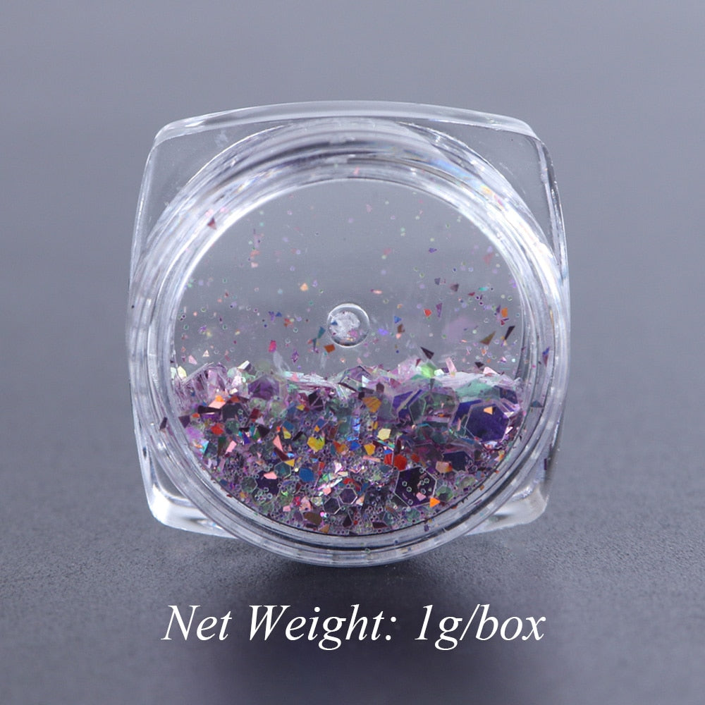 1 Box Mermaid Nail Glitter Flakes – 3D Sparkly Nail Art Decoration