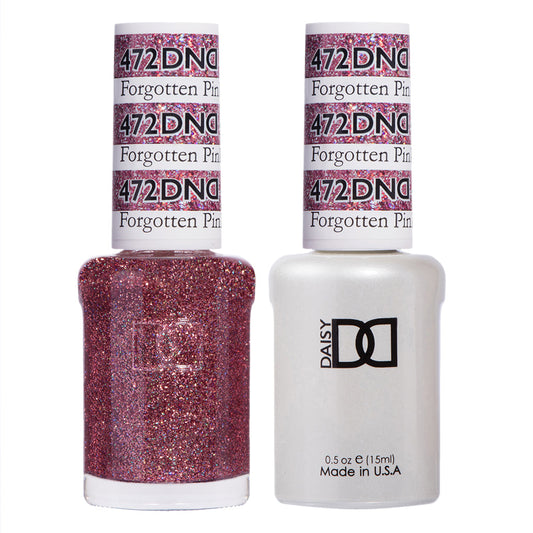 DND GEL LACQUER DUO Forgotten Pink #472 - PINK GLITTER
