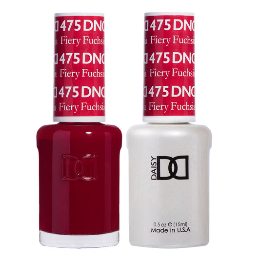 DND NAIL COLOR - Fiery Fuchsia #475 - DND Gel & Lacquer Duo RED NAIL POLISH