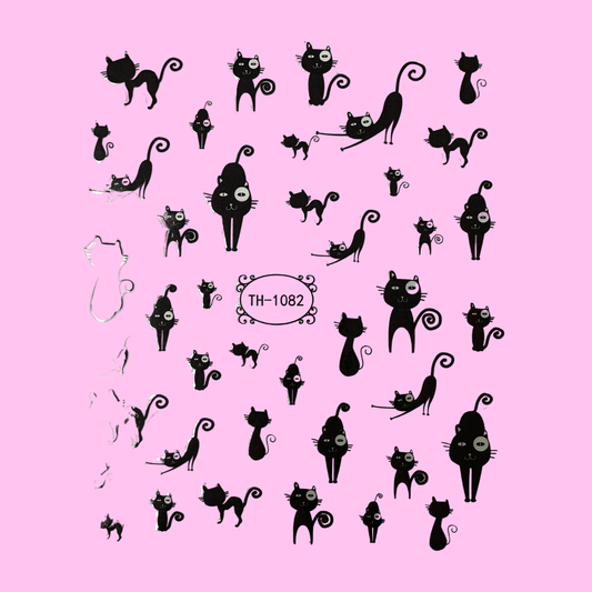 Black Cat Halloween Nails Self Adhesive Sticker