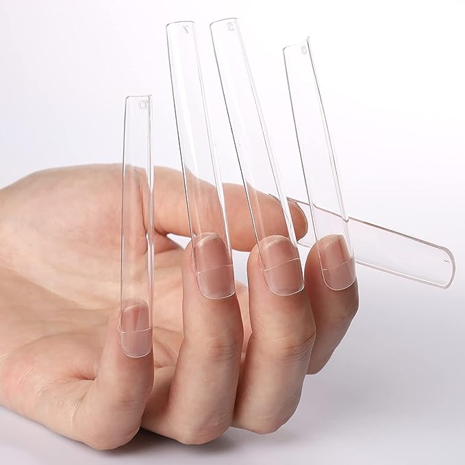4XL Square Clear Acrylic Nail Tips – Full Cover, 500pcs, Sizes 0-11