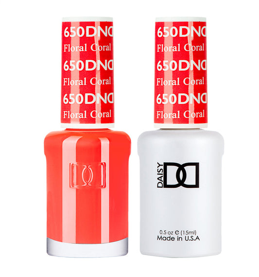 DND GEL LACQUER DUO - FLORAL CORAL #650 - CORAL NAIL POLISH