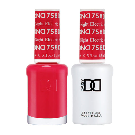 DND Gel & Lacquer Duo Electric Night #758 - RED NAIL POLISH