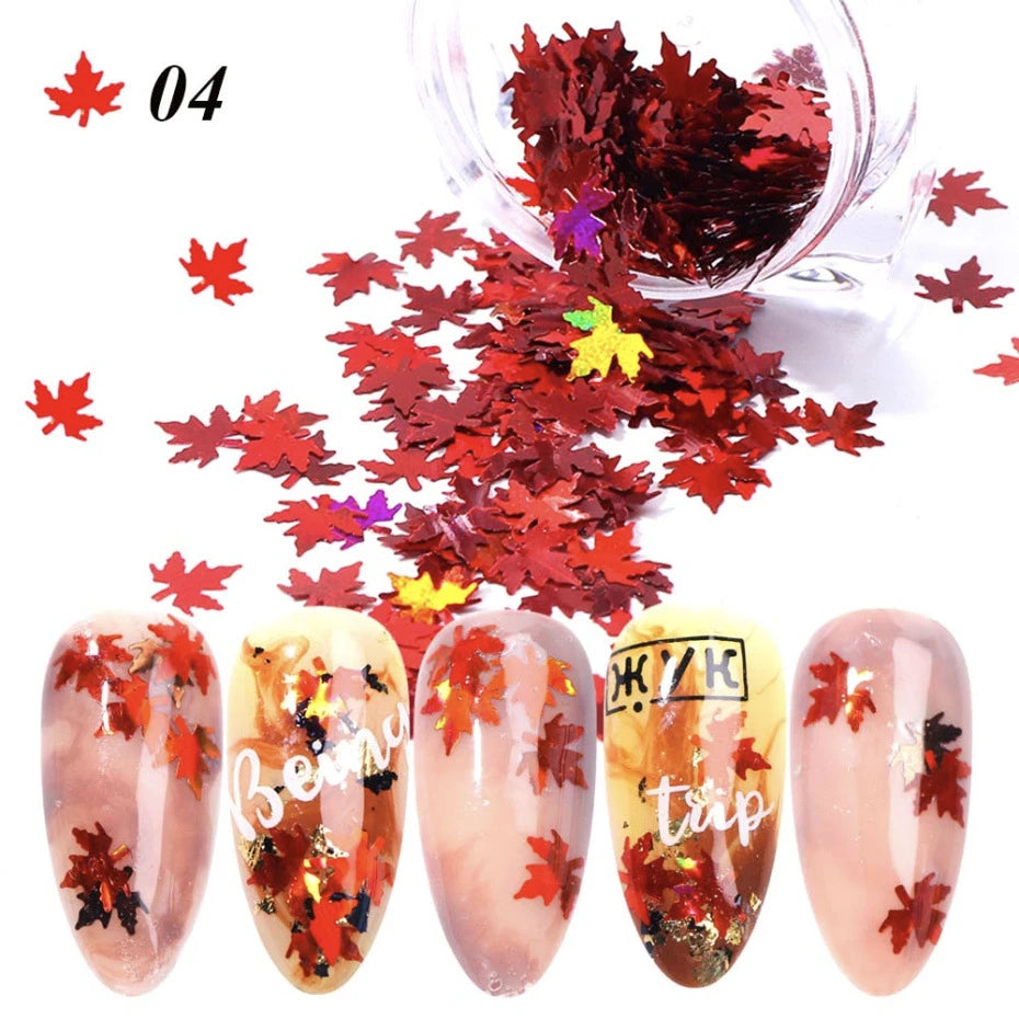 Fall Nail Art Maple Leaf Nail Sequins