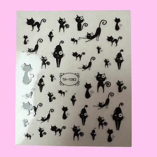 Black Cat Halloween Nail Stickers on nails, self-adhesive Halloween nail art